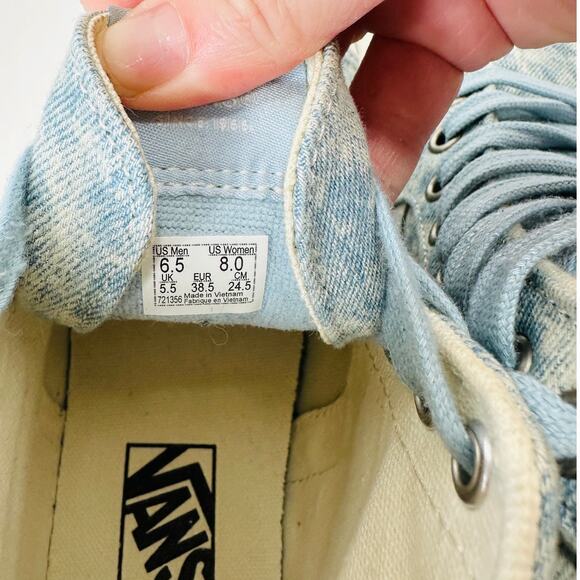 Vans Washed Blue White Sk8-Hi Taper Denim Winter Sky Skate Shoes 8 - Picture 10 of 15